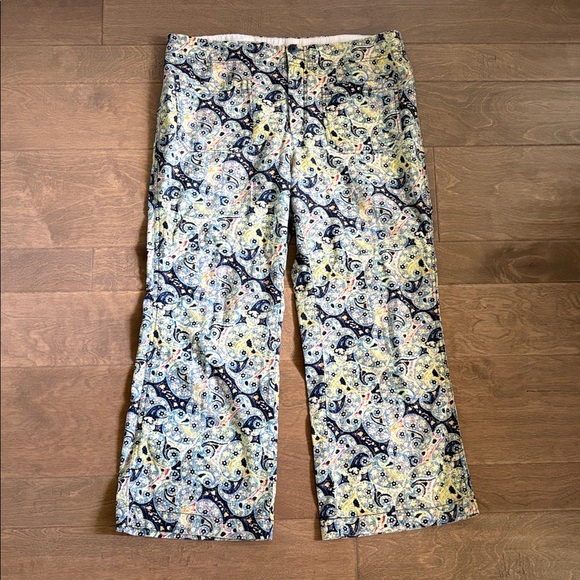 Free People Maui Paisley Wide Leg Crop Patch Pocket Cotton Pants Size 10 - Picture 2 of 11
